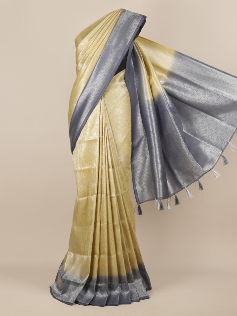 

Pothys Cream-Coloured & Grey Jute Silk Woven Design Saree