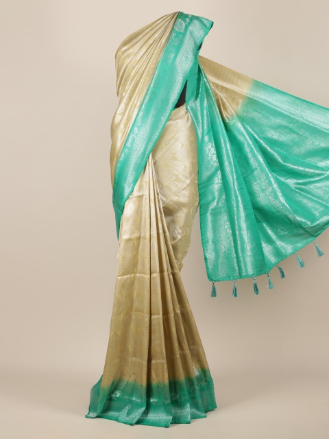 

Pothys Gold-Toned & Green Jute Silk Woven Design Saree