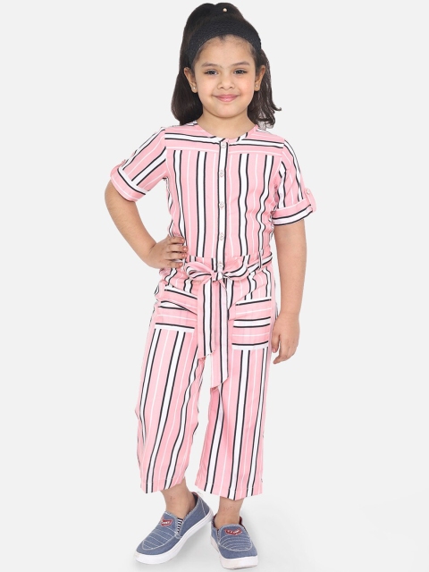 

Naughty Ninos Girls Pink & Black Striped Basic Jumpsuit