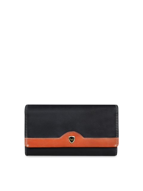 

CALFNERO Black Solid Leather Purse Clutch
