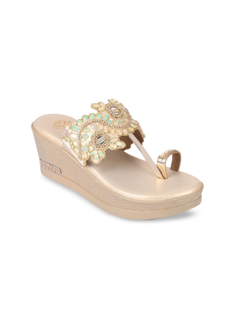 

Sole To Soul Women Gold-Toned Embellished Sandals