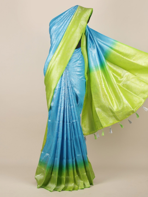 

Pothys Blue & Green Jute Silk Woven Design Saree