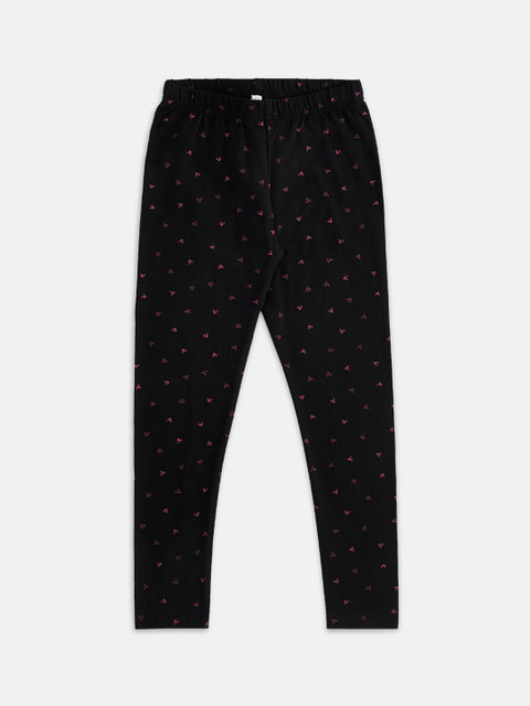 

Pantaloons Junior Girls Black & Pink Printed Ankle-Length Leggings