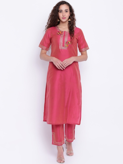

Shakumbhari Women Pink Solid Kurta with Trousers