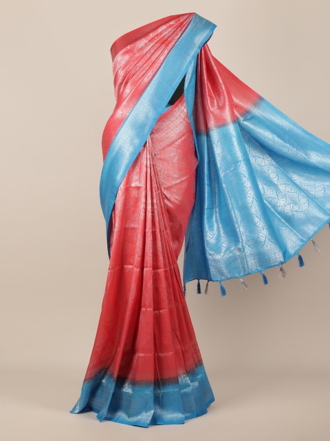 

Pothys Pink & Blue Jute Silk Woven Design Saree