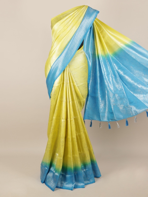 

Pothys Yellow & Turquoise Blue Jute Silk Woven Design Saree
