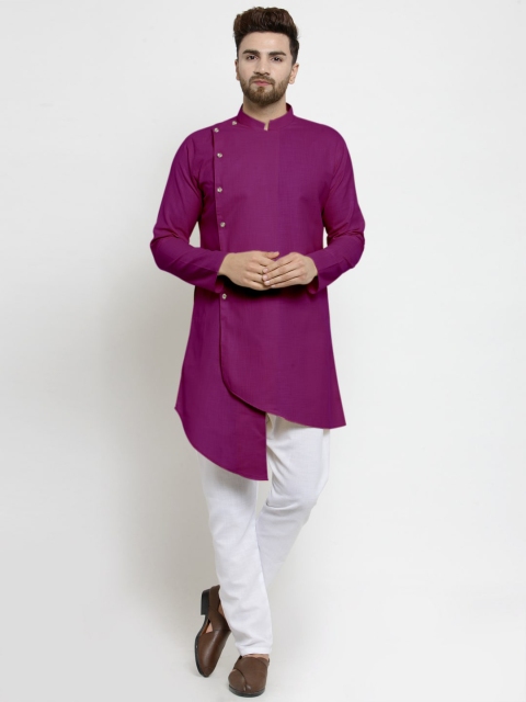 

TREEMODA Men Purple & White Solid Kurta with Trousers