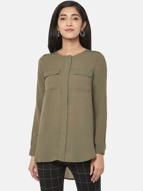 

Annabelle by Pantaloons Women Olive Green Solid Tunic