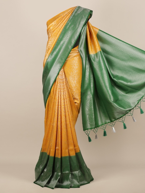

Pothys Yellow & Green Jute Silk Solid Saree
