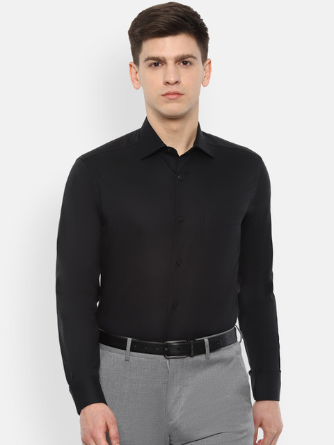 

Louis Philippe Permapress Men Black Regular Fit Solid Cotton Formal Shirt