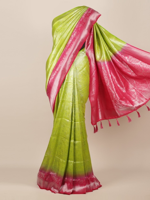 

Pothys Parrot Green & Pink Jute Silk Woven Design Saree