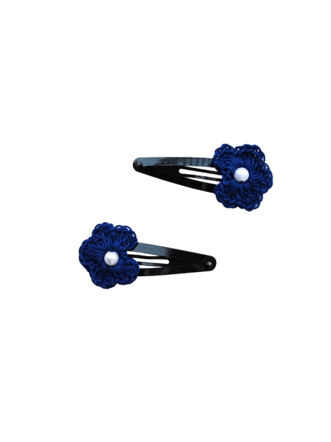 

Woonie Girls Navy Blue & White Set of 2 Embellished Tic Tac Hair Clip