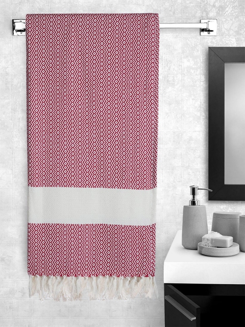 

Portico New York Unisex Pink & Grey Woven-Design 233 GSM Bath Towel