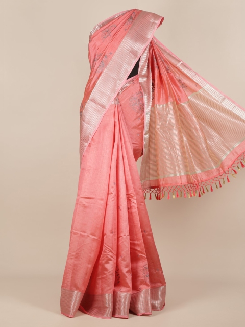 

Pothys Pink Woven Design Jute Silk Saree