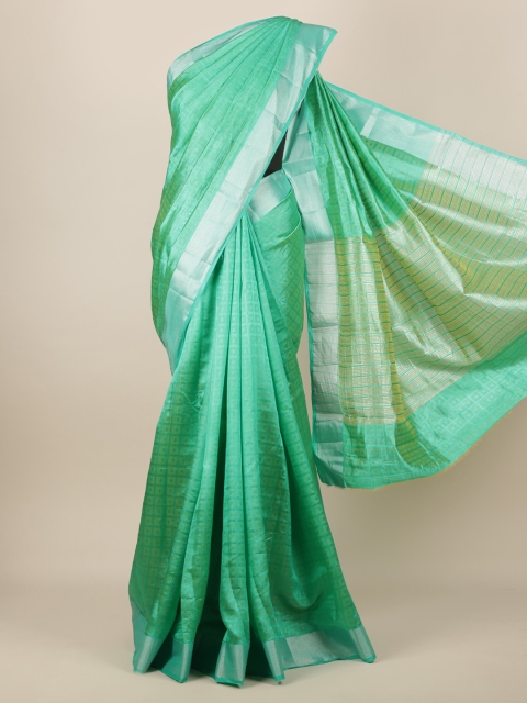 

Pothys Sea Green & Silver-Toned Jute Silk Woven Design Saree