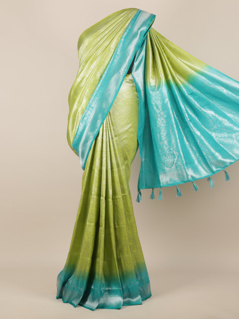 

Pothys Pista Green & Blue Jute Silk Woven Design Saree