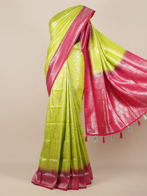 

Pothys Green & Pink Jute Silk Woven Design Saree