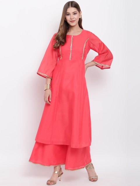 

Shakumbhari Women Peach-Coloured Solid Kurta with Palazzos