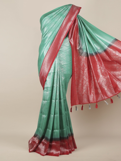 

Pothys Green & Red Jute Silk Woven Design Saree
