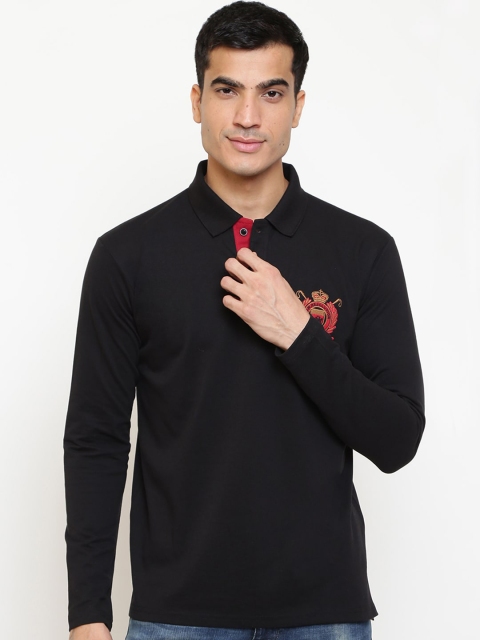 

GHPC Men Black Solid Polo Collar T-shirt