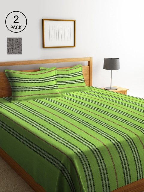 

KLOTTHE Set Of 2 Woven-Design Bed Covers With 4 Pillow Covers, Grey