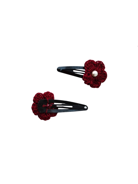 

Woonie Girls Maroon & Black Set of 2 Embellished Tic Tac Hair Clip