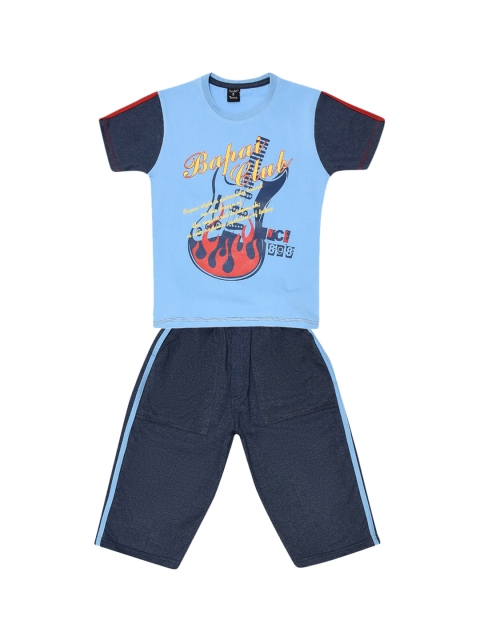 

Todd N Teen Boys Blue & Yellow Printed T-shirt with Capris