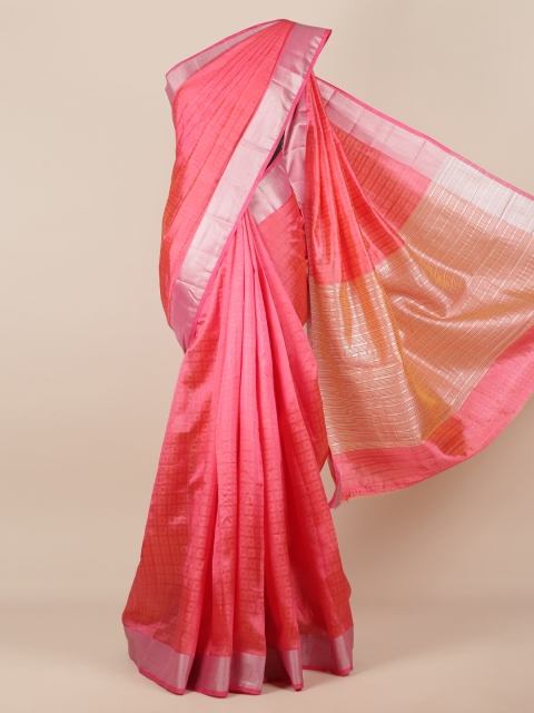 

Pothys Pink Woven Design Jute Silk Saree