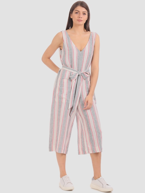 

GAP Women Red & Grey Striped Basic Jumpsuit