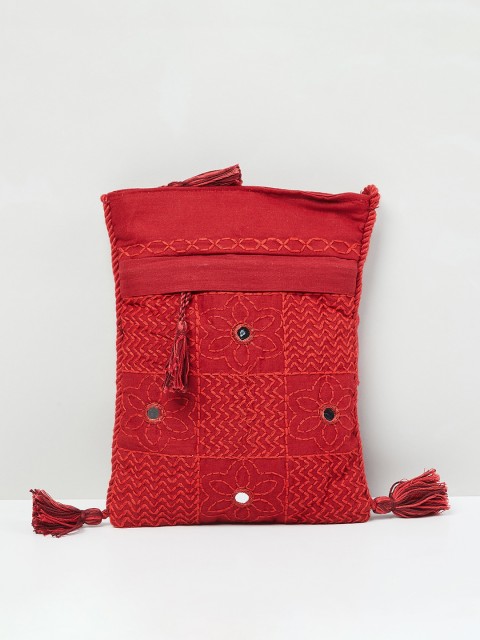

max Red Self Design Sling Bag