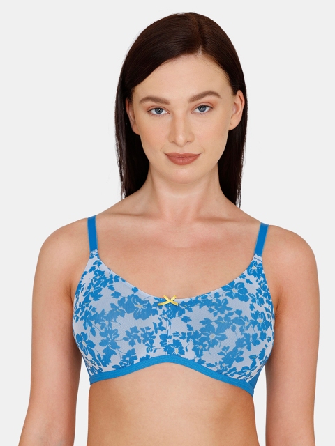 

Zivame Blue & Off-White Printed Non-Wired Lightly Padded T-shirt Bra ZI1982FASH0BLUE