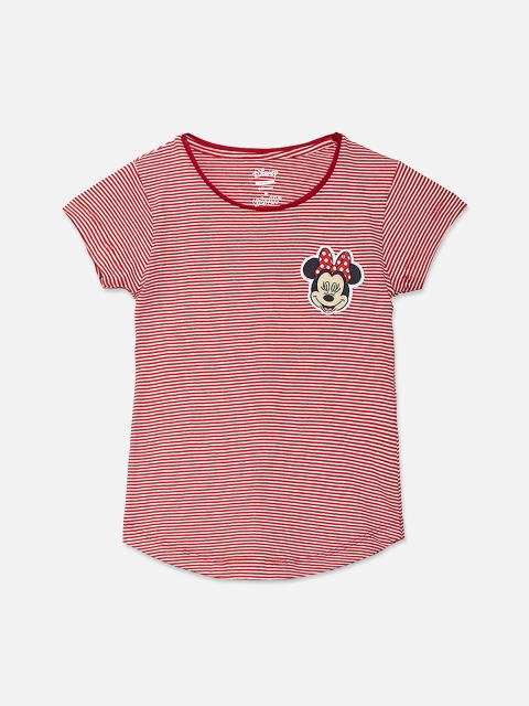 

Kids Ville Girls Red & White Minnie Mouse Printed Round Neck T-shirt