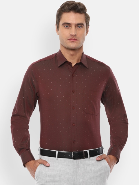 

Louis Philippe Men Brown Slim Fit Self Design Cotton Formal Shirt