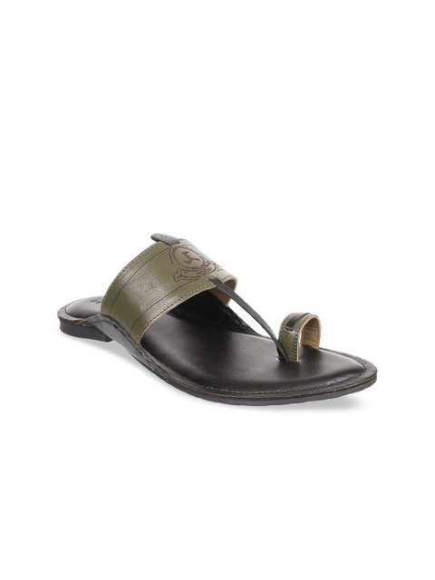 

Mochi Men Olive Green Leather Sandals