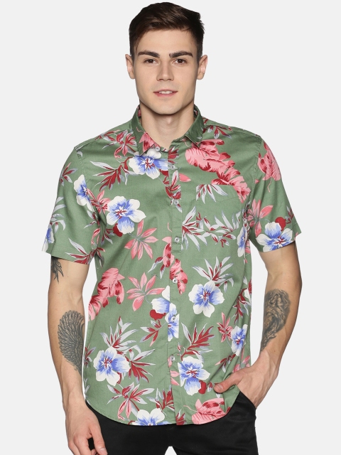 

Tusok Men Green Regular Fit Printed Casual Shirt