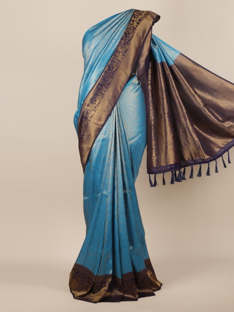 

Pothys Blue & Gold-Coloured Jute Silk Woven Design Saree