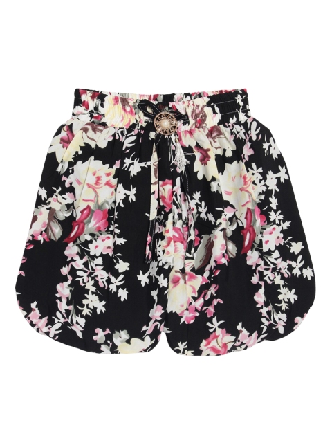 

SWEET ANGEL Girls Black Printed Loose Fit Hot Pants