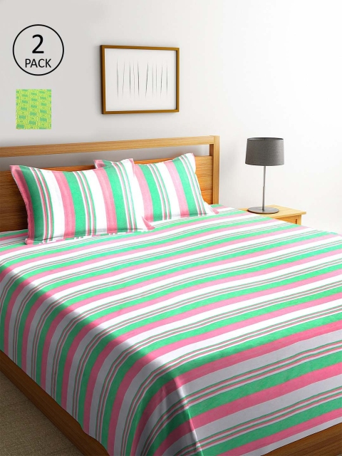 

KLOTTHE Set Of 2 Double King Bed Covers With 4 Pillow Covers, Pink