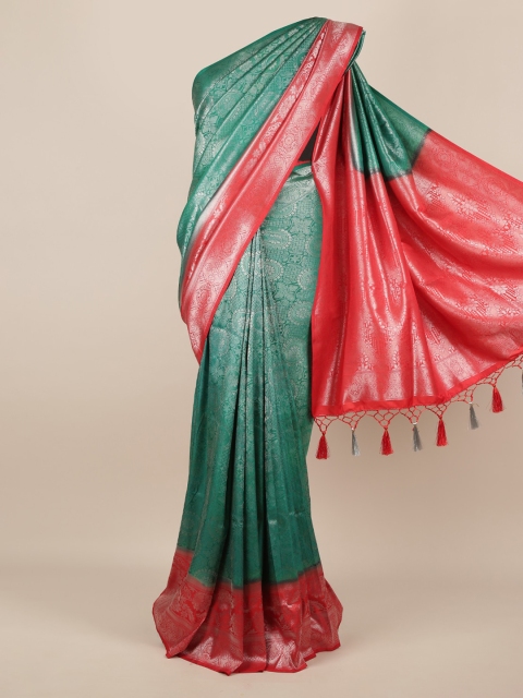 

Pothys Green & Red Jute Silk Woven Design Saree