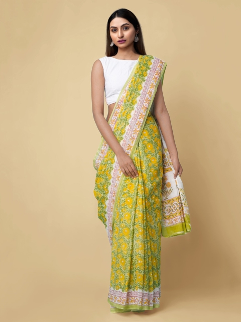 

Unnati Silks Green Pure Cotton Printed Kota Saree