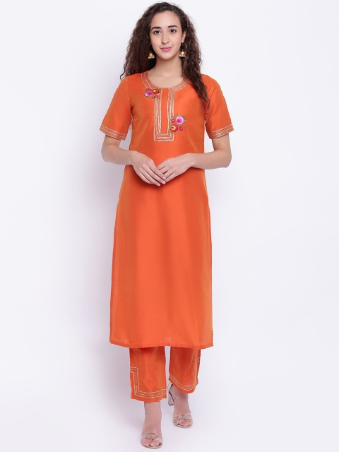

Shakumbhari Women Orange Yoke Design Kurta with Palazzos