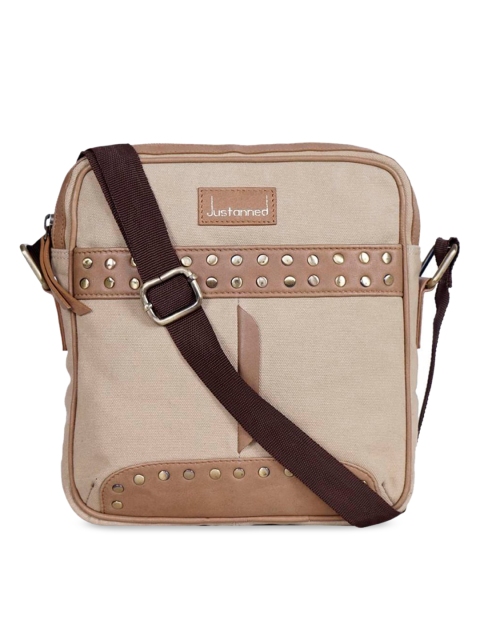 

Justanned Men Beige Solid Messenger Bag