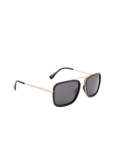 

Marc Louis Men Black Lens & Gold-toned Square Sunglasses With Uv Protected Lens