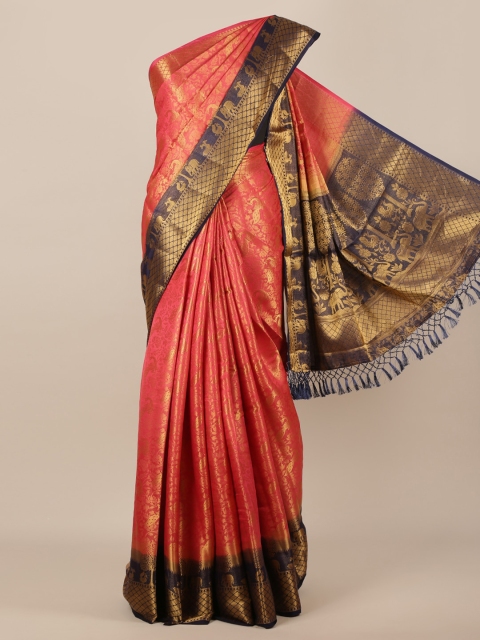 

Pothys Pink & Gold-Toned Jute Silk Woven Design Saree