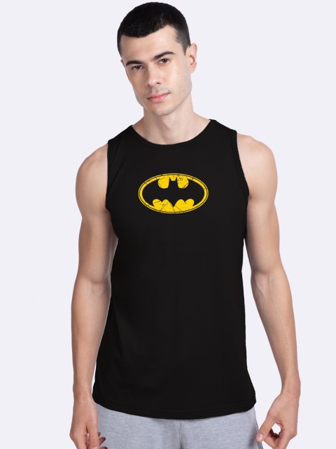

Bewakoof Men Black & Yellow Batman Classic Logo Printed Innerwear Vest