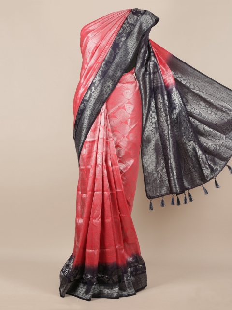 

Pothys Pink & Black Jute Silk Woven Design Saree