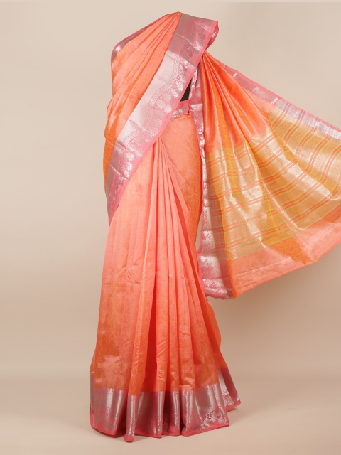 

Pothys Peach-Coloured Solid Jute Silk Saree