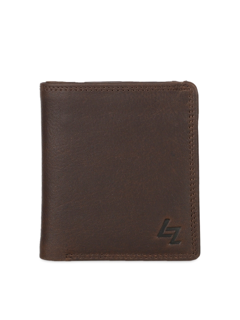 

Leather Zentrum Men Brown RFID Protected Textured Leather Two Fold Wallet