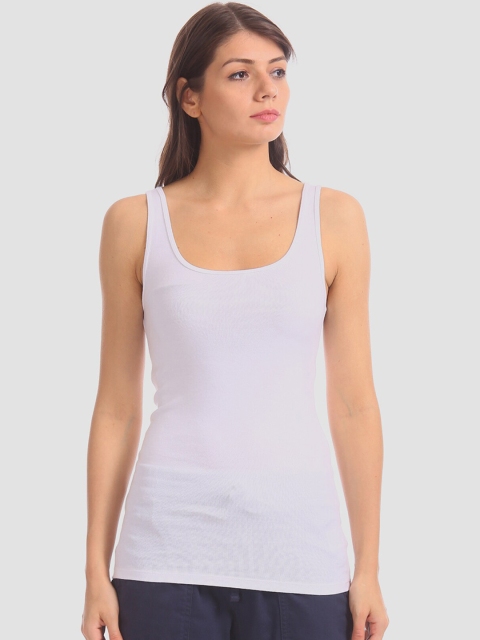

GAP Women White Solid Tank Top
