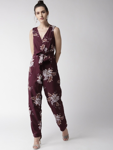 

QUIERO Women Maroon & Grey Printed Basic Jumpsuit